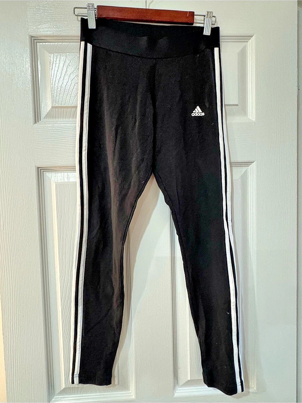 adidas Essentials 3-Stripes Leggings Black & White Small
